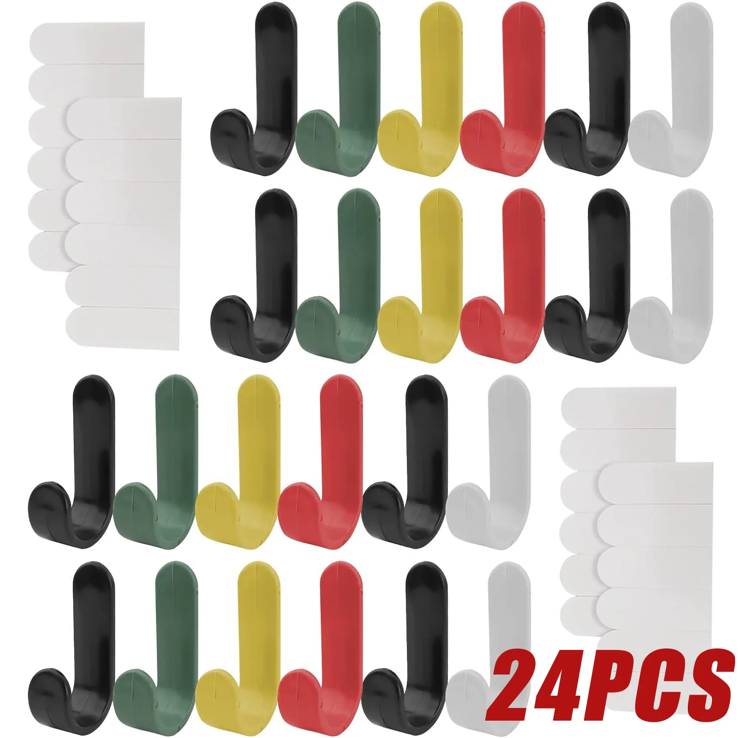 

24/6PCS Self Adhesive Wall Hook Strong Without Drilling Coat Bathroom Door Kitchen Towel Hanger Hooks Home Storage Accessories