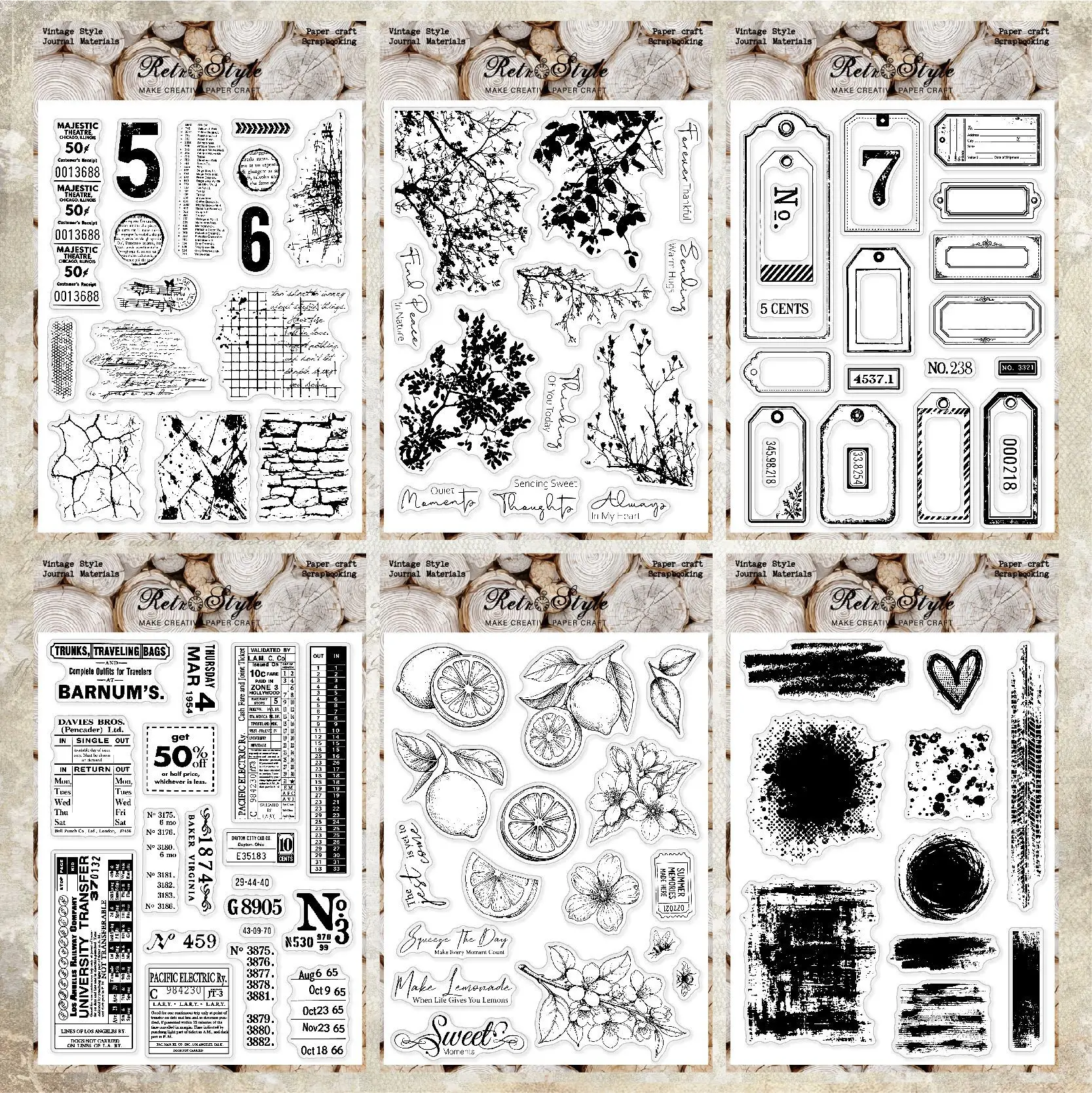 Vintage Fruits Label Branch Shadow Landscape Transparent Silicone Stamp Creative DIY Journal Student Supplies Stationery