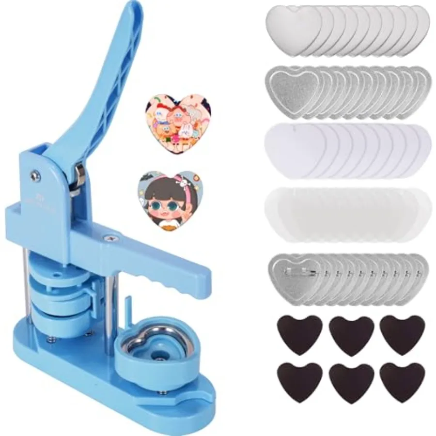 

Машина для изготовления значков в форме сердца, набор для создания значков-сердечек с 50 комплектами материалов для значков и 50 комплектами материалов для магнитов на холодильник