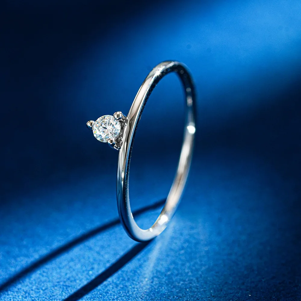 

New PT950 white gold ring female fashion two wear single brick super flash moissanite finger ring personality simple