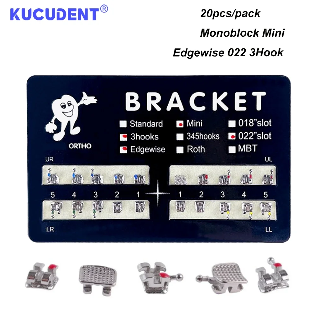 20 Stücke/1 Packung Dental Kieferorthopädische Klammern Klammer Roth/MBT 022 345 Haken Metall Monoblock Klammern Zahnarzt Behandlung Ortho Materialien – Detail 1