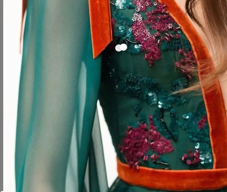 L231 New Arrival Elie Saab Puff Long Sleeves green Chiffon Beaded vestidos de fiesta فساتين سهره evening dresses