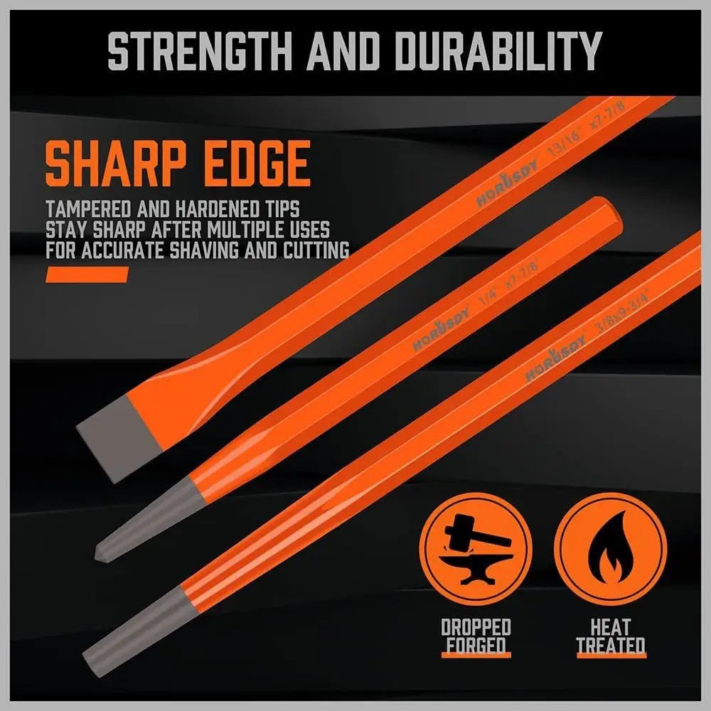 28-Piece Heavy Duty Punch and Chisel Set, Including Taper, Cold Chisels, Pin, Center Punch