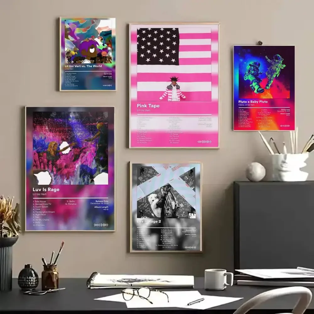 Lil U-Uzi V-Vert Album Poster HD Wall Stickers Mural Self-Adhesive Decals Home Decor Bedroom & Living Room Gift Idea