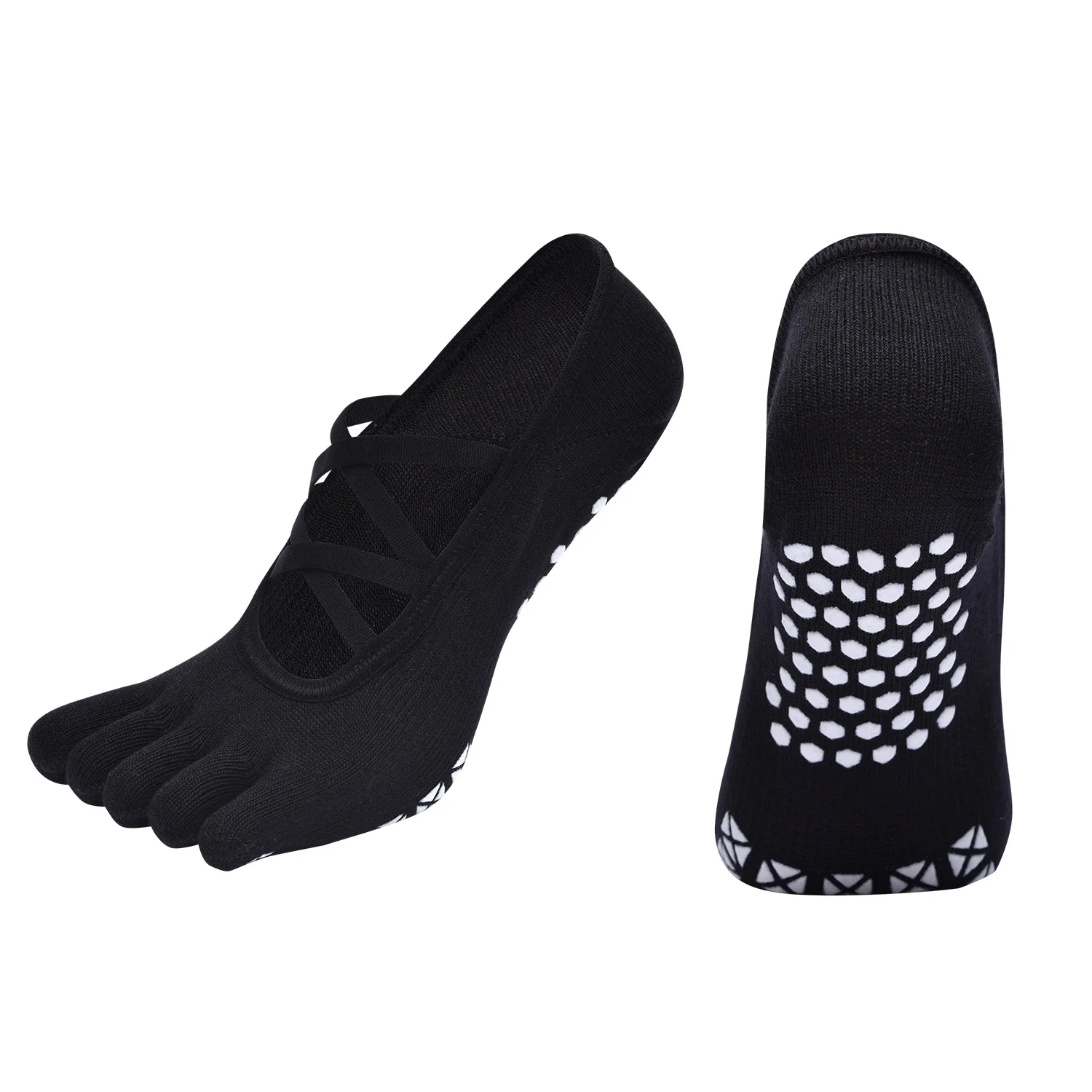 Women Bandage Breathable Pilates Socks Ladies Anti-slip Cotton Backless Sock Five Toes Ballet Dance Fitness Workout Sports Socks image 6