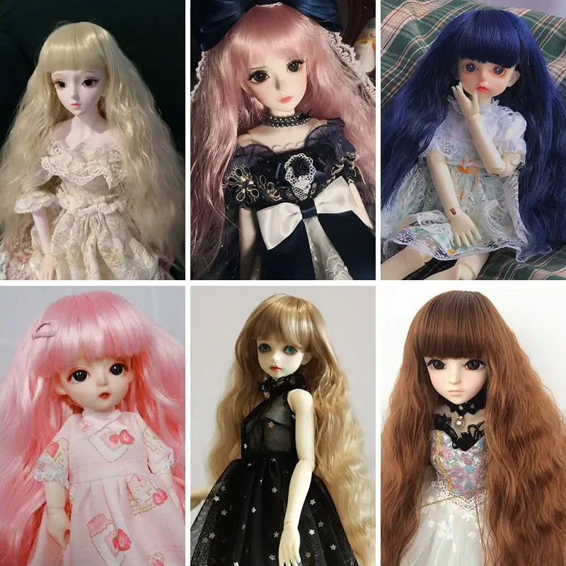 

1/3 1/4 1/6 1/8 1/12 BJD sd doll wig black high temperature fiber heat resistant wire long straight bangs doll hair