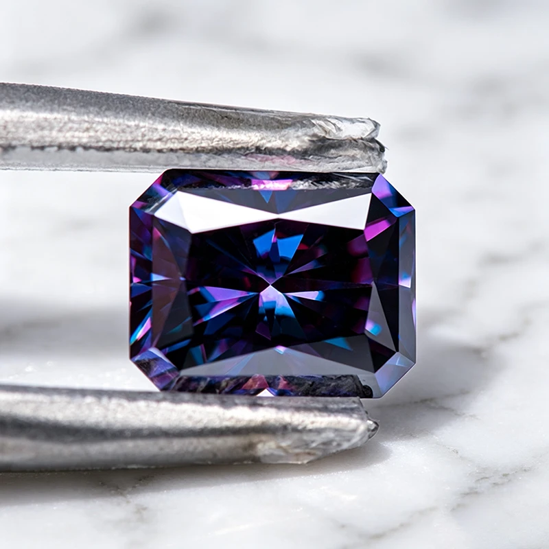 Moissanit-Stein Kaiserlich Lila Radiantschliff Edelstein für Charms Schmuckherstellungsmaterialien Besteht Diamanttester mit Zertifikat – Detail 5