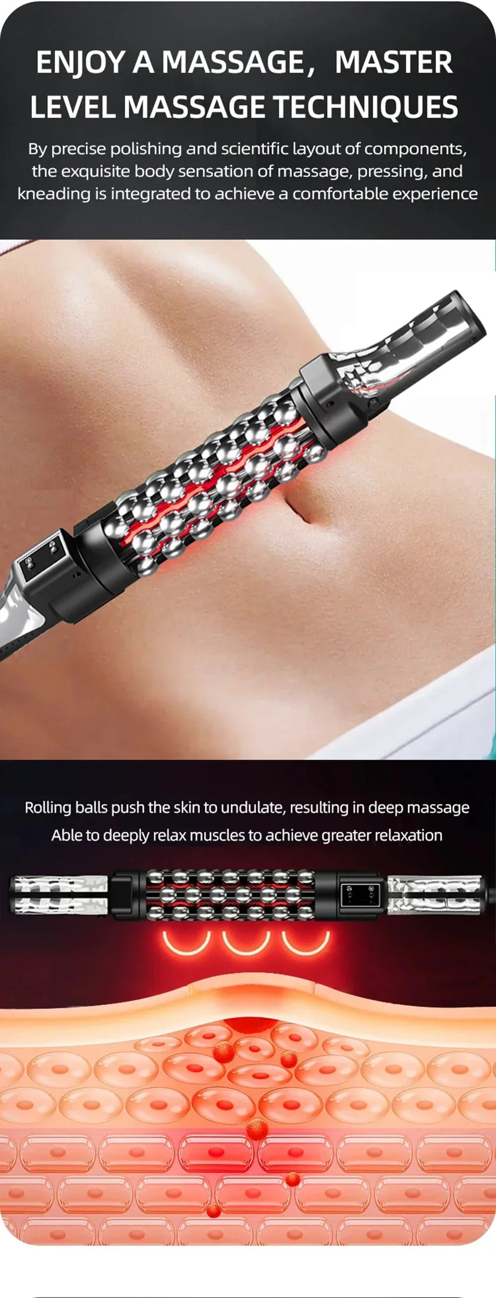 Neues 36 W entspanntes rotlicht beheiztes Massagegerät Rollmassagegerät 360 ° Rotierende innere Kugelrolle für den gesamten Körper gegen Cellulite – Detail 12