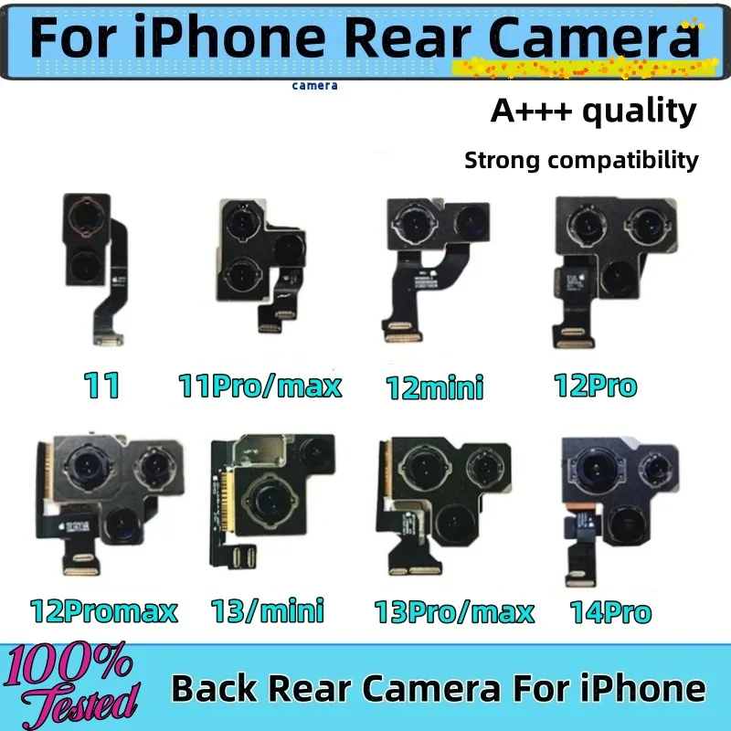 Tested Back Rear Camera Main Lens Flex Cable Camera module For iPhone 11/12 Pro Max 13 14 15Pro Max Mini 14 15 Plus 100% Working