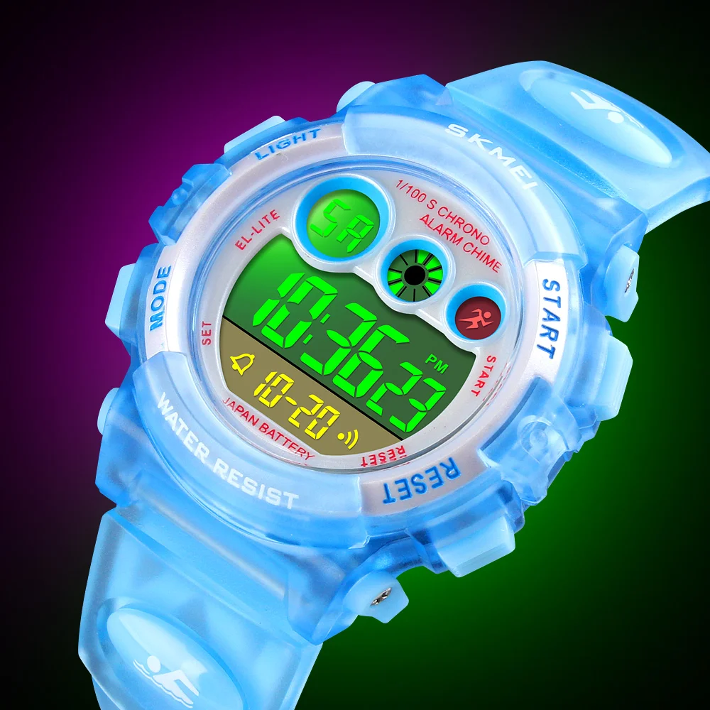 SKMEI-reloj Digital LED para niños y niñas, cronógrafo electrónico deportivo con alarma y fecha, resistente al agua, 1451