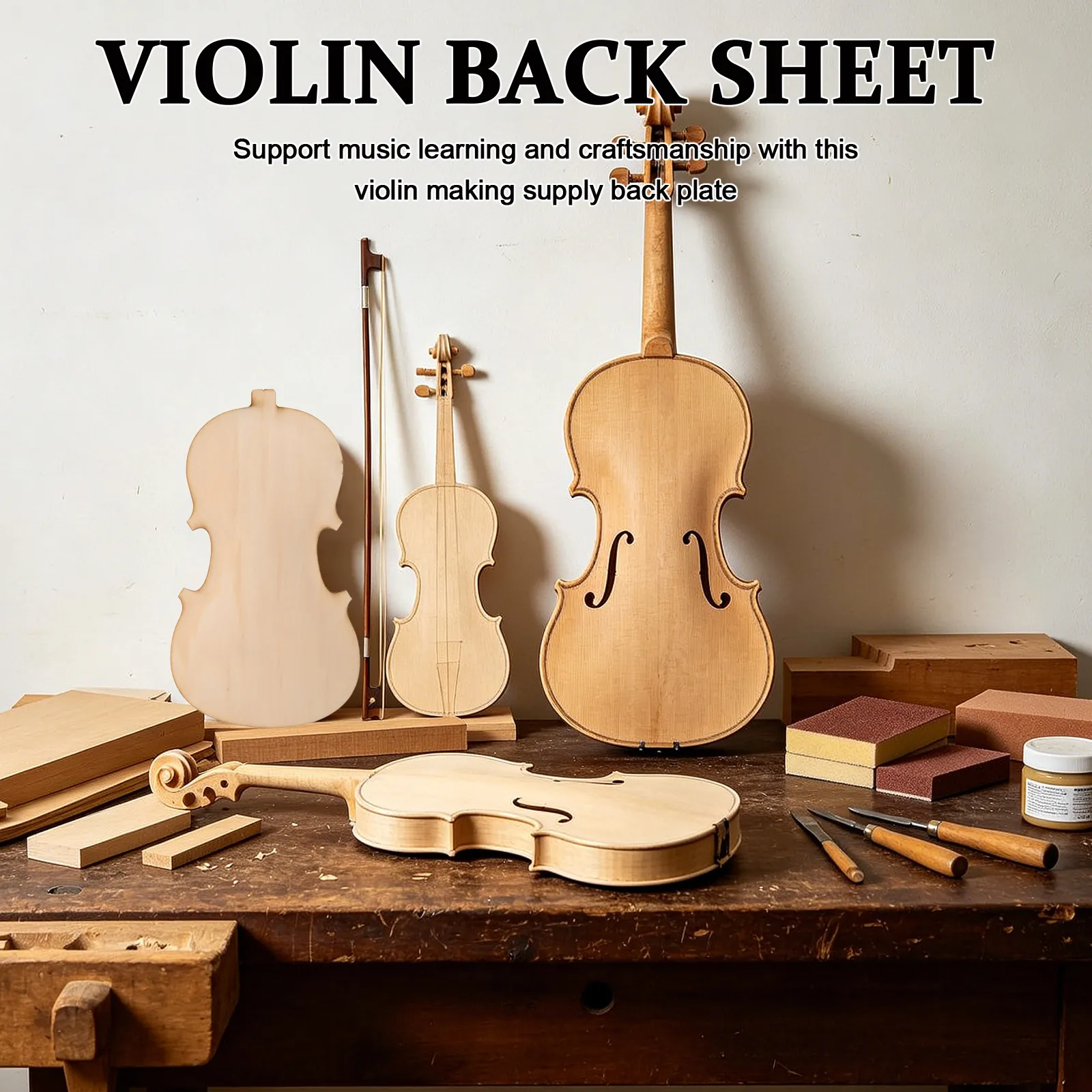 Violin Making Accessories Unfinished Back Plate Base Board Body Panel Shell DIY Component