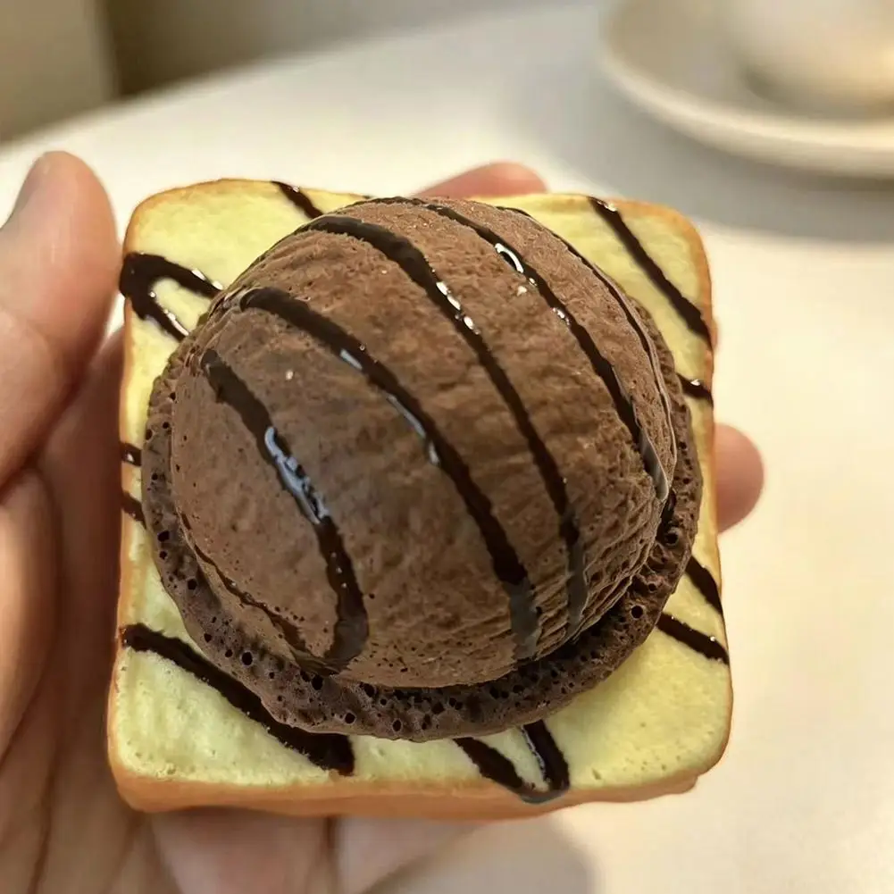Cute Squeeze Gift for Kids Toast Squishy Toy Stress Relief Toy Simulation Bread and Toast Ice Cream Model Fidget Toys