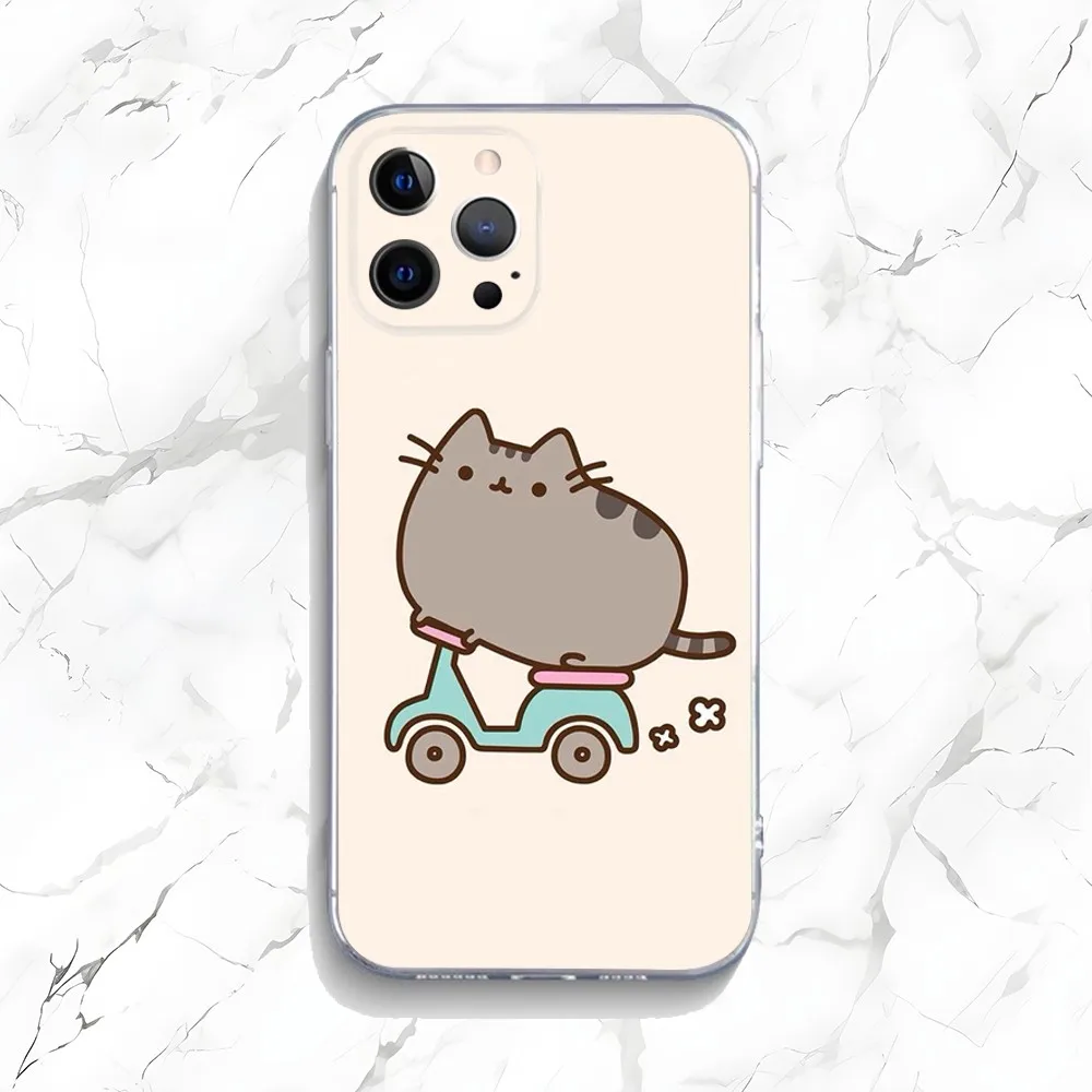 Cute Cat P-PusheenS Phone Case For iPhone 15,14,13,12,11 Plus,Pro,Max,XR,XS,X,7,8 Plus,SE,Mini Transparent Silicone Soft