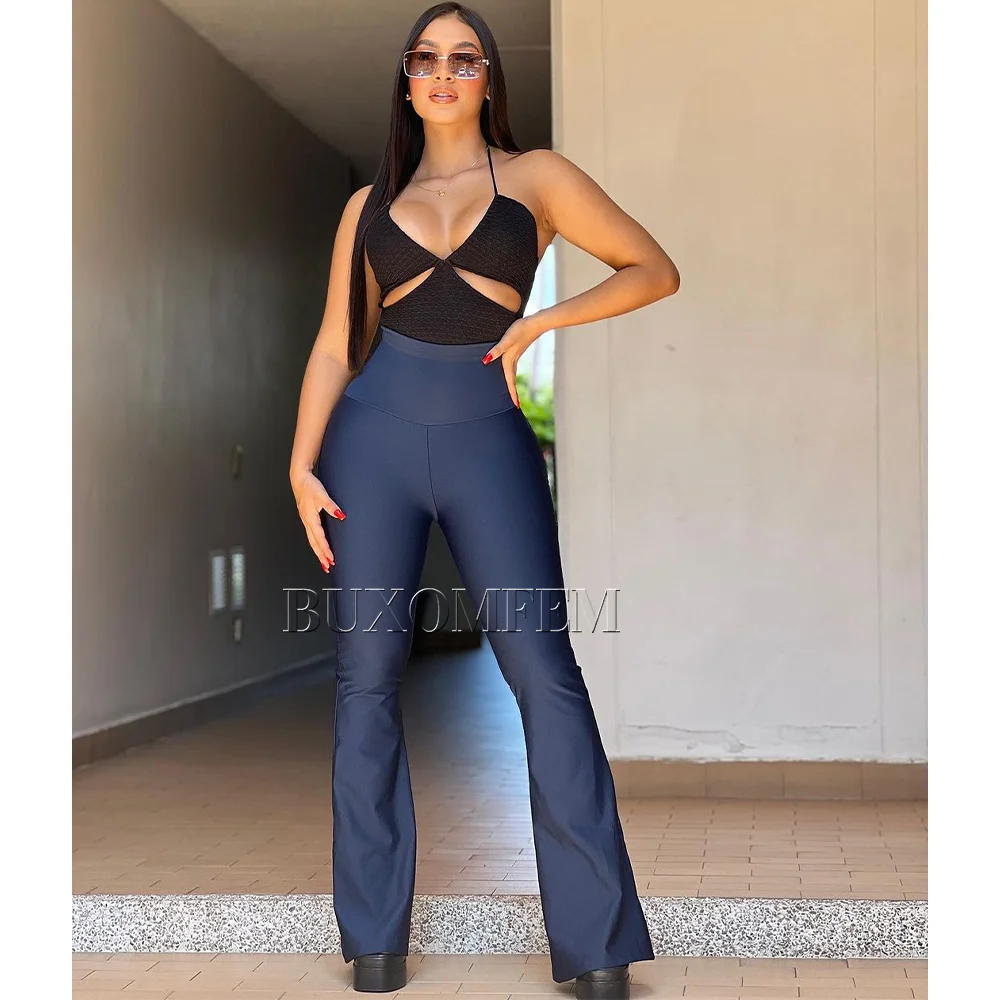 Slim Fit Stylish Fall Flared Trousers 2024 Women Seamless Wrap Hips New Women Versatile Simple Demin Pants Fall Bottoms Outwear