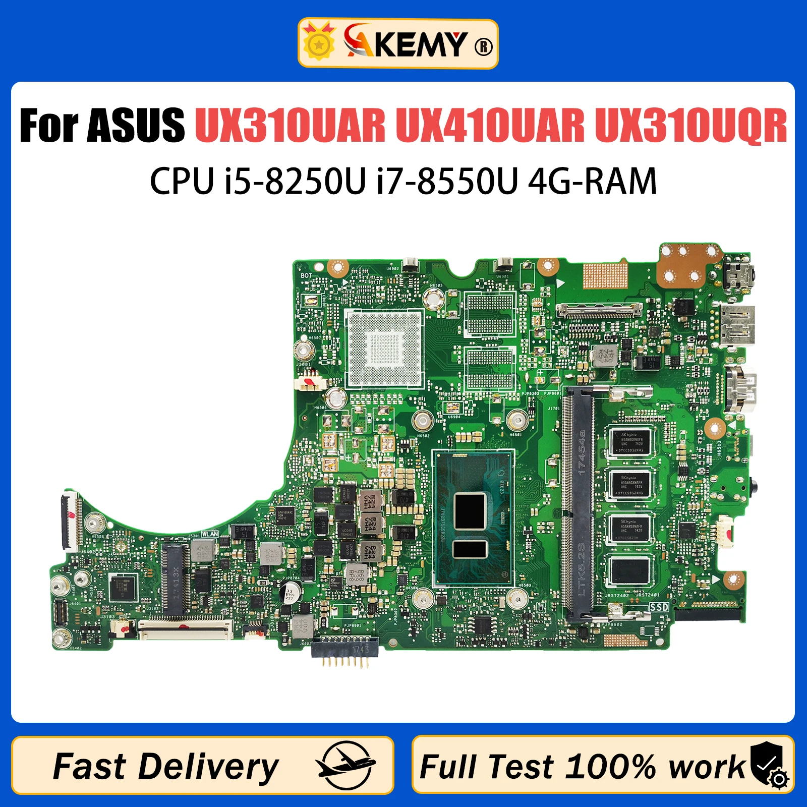 

UX310UAR Mainboard For ASUS RX310U UX410U UX310UQR UX310UAR UX310UV UX310UFR Laptop Motherboard i5-8250U i7-8550U CPU 4G RAM