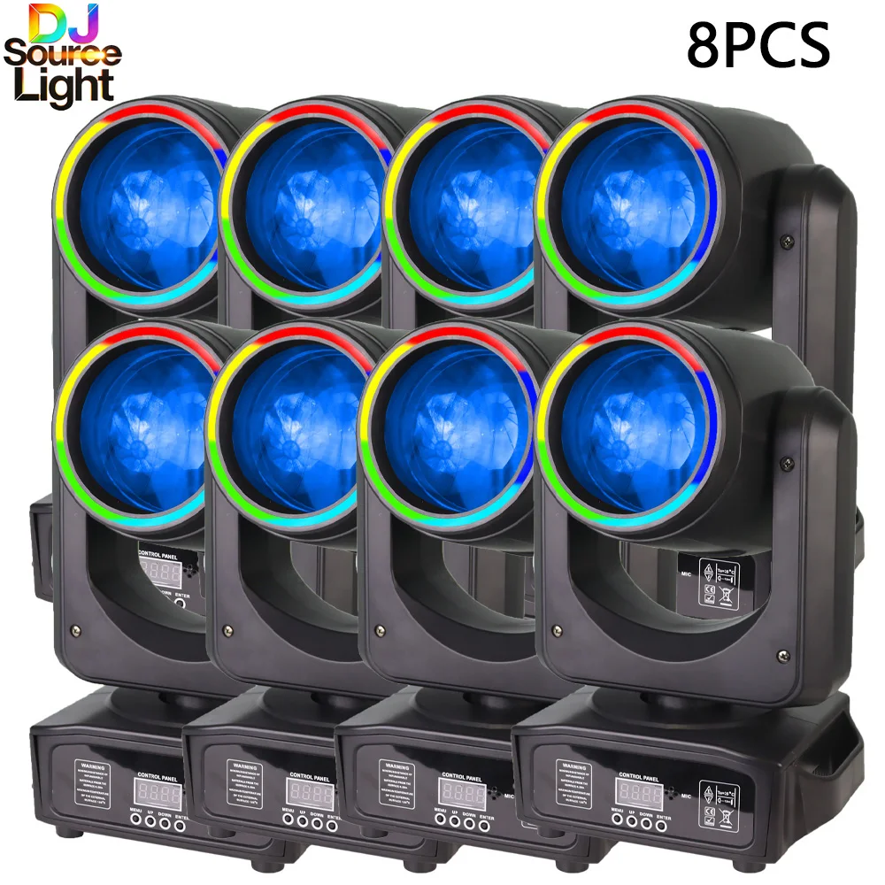 

8 шт. светодиодных вращающихся головных светильников с лучевым и точечным светом, призмами, 200 Вт, кольцевой SMD-подсветкой, эффектом стробоскопа и радуги для вечеринок, дискотек, диджеев, танцевальных выступлений и сценического освещения