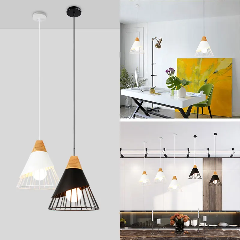 Vintage Loft Hanging Lamps Modern Iron Cage Pendant Lights Retro Home Decor Luminaire Suspension Kitchen Light Fixtures Bar LED