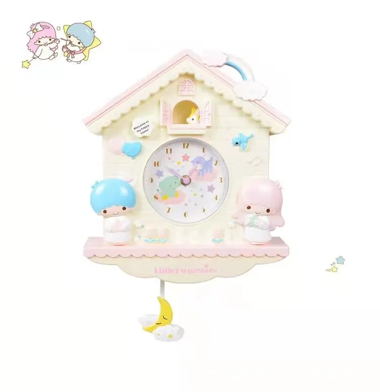 Sanrio Cartoon Wall Hanging Swinging Wall Clock Hello Kitty Melody Cinnamoroll Wall Hanging Swinging Bedroom Decorative Clock