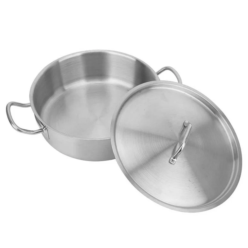 Stainless Steel Pot Set Composite Bottom Double Handle Cooking Pot with Lid Multiple Purpose Stew Milk Kitchen Tool 25.5 x 8.5cm
