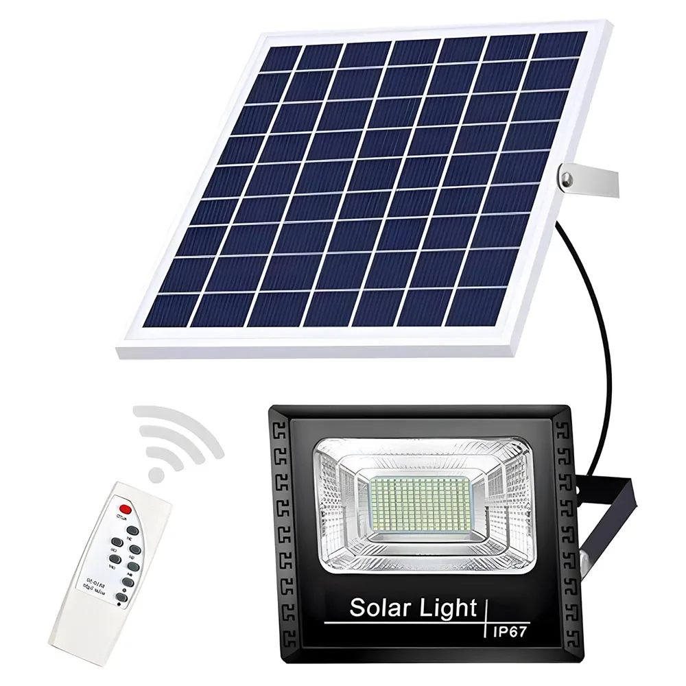 Solar Lights Outdoor Waterproof Flood Lights 100w LED Remote Control Outside Spot Lights For Fence Porch Patio Yard Garden