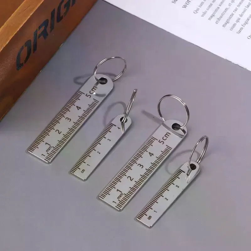 Stainless Steel Mini Ruler With Keychain - Measuring Tool For Office And School Supplies (Anti-loss Measuring Ruler)