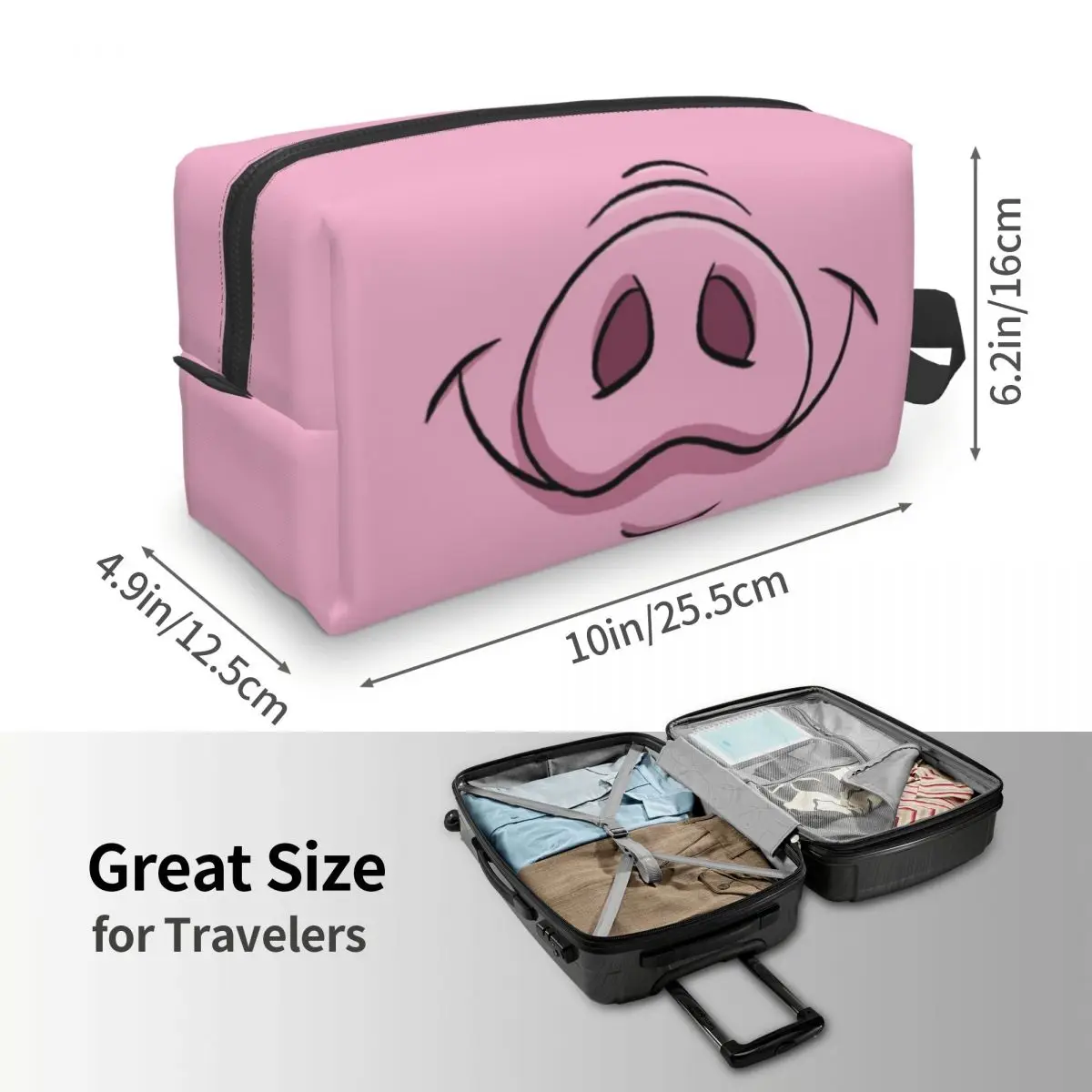 Custom Happy Pig Travel Cosmetic Bag Women Cartoon Animal Snout Toiletry Makeup Organizer Ladies Beauty Storage Dopp Kit