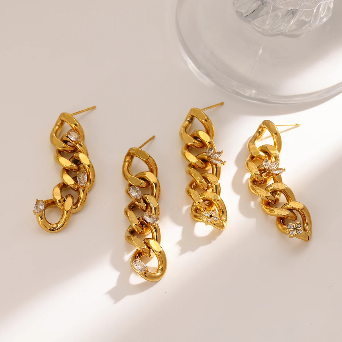 

Fashion Minimalist Stainless Steel Rhinestone Tassel Drop Earrings Long Pendant Women Girls Ear Jewelry Birthday Gift Accessory