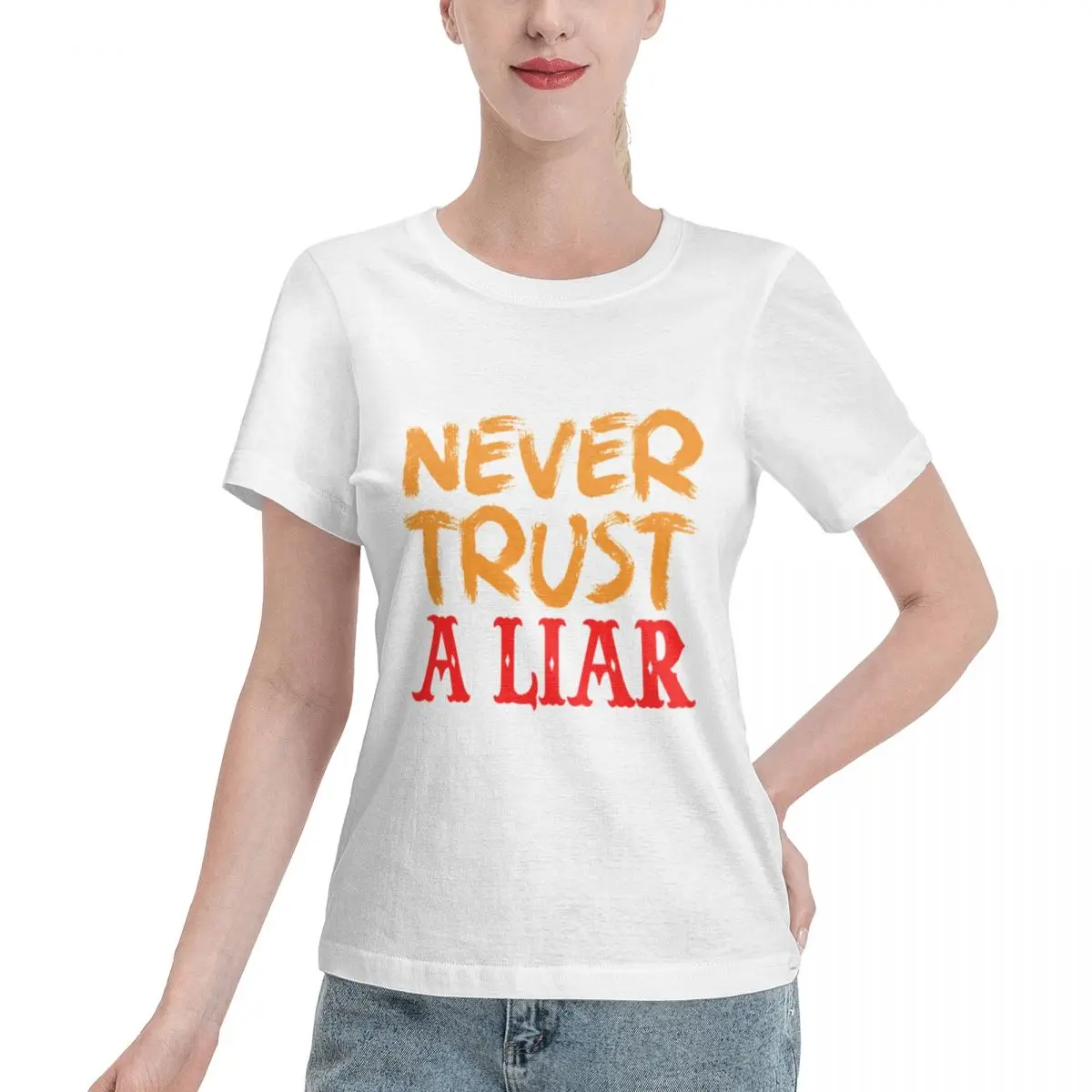 Popular On Social Never Trust A Liar Women's T-shirt Fairycore Non Shrink Tshirt