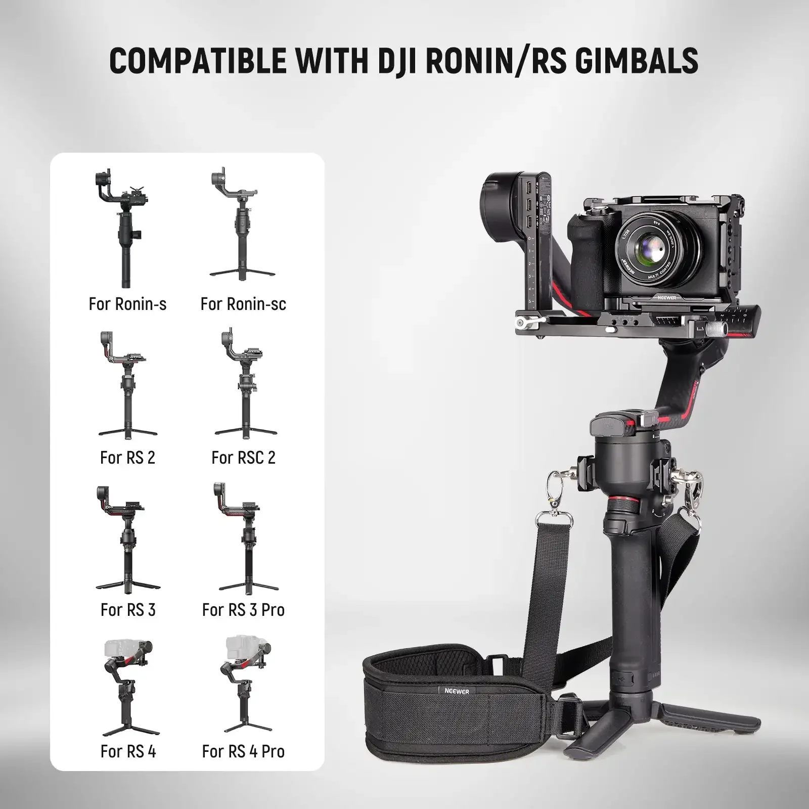 NEEWER GA019 Neck Strap Stabilizer Shoulder Strap for DJI Ronin RS 4 Pro RS3 Pro RS2 RSC2 Ronin S SC Camera Stabilizer Gimbal