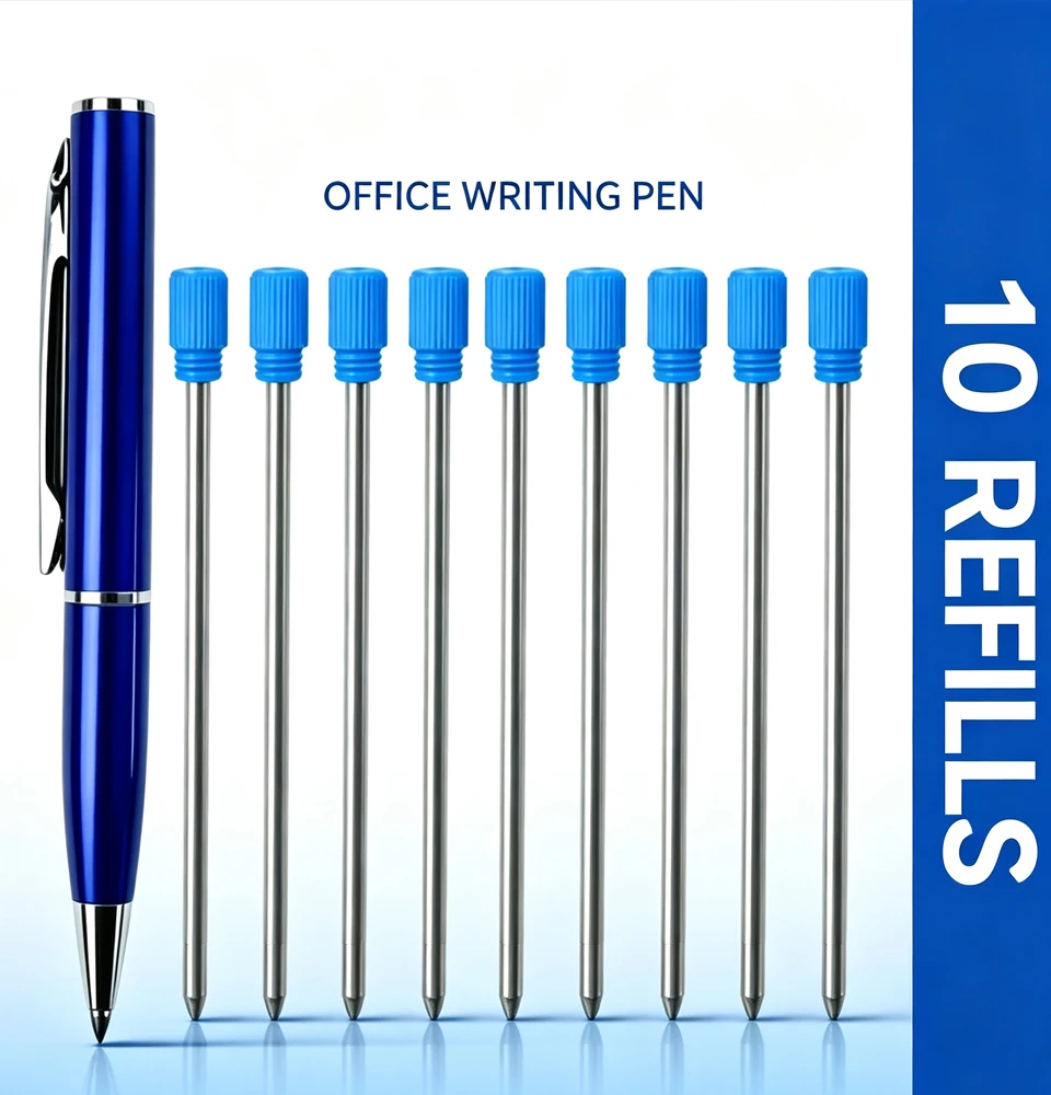 Kompakter Metall-Kugelschreiber-Set mit 10 Ersatzminen, Langlebiger Glatter Tintenstift für Büro und Geschäft – Detail 2
