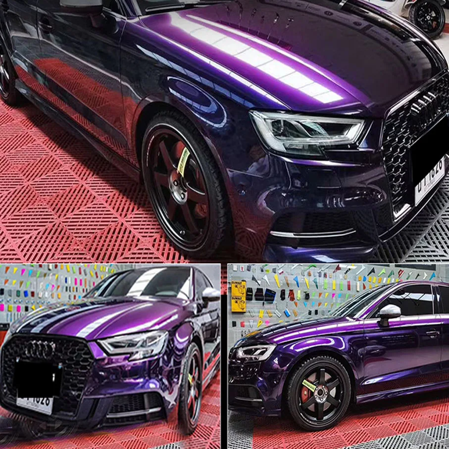 50*200/300cm Highest Quality Glossy Metallic Midnight Purple Wrapping Film Vinyl Wrap Vehicle Car Sticker Foil with Bubble Free