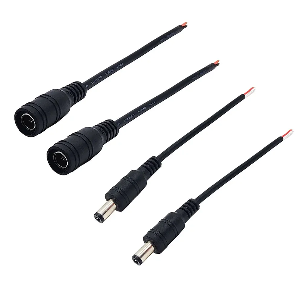 5.5*2.1mm DC Male Female Cable Connector 2pin Power Adapter Wire 5/10pcs 5.5x2.1 Cable Led Strip Light Connector Camera Jack