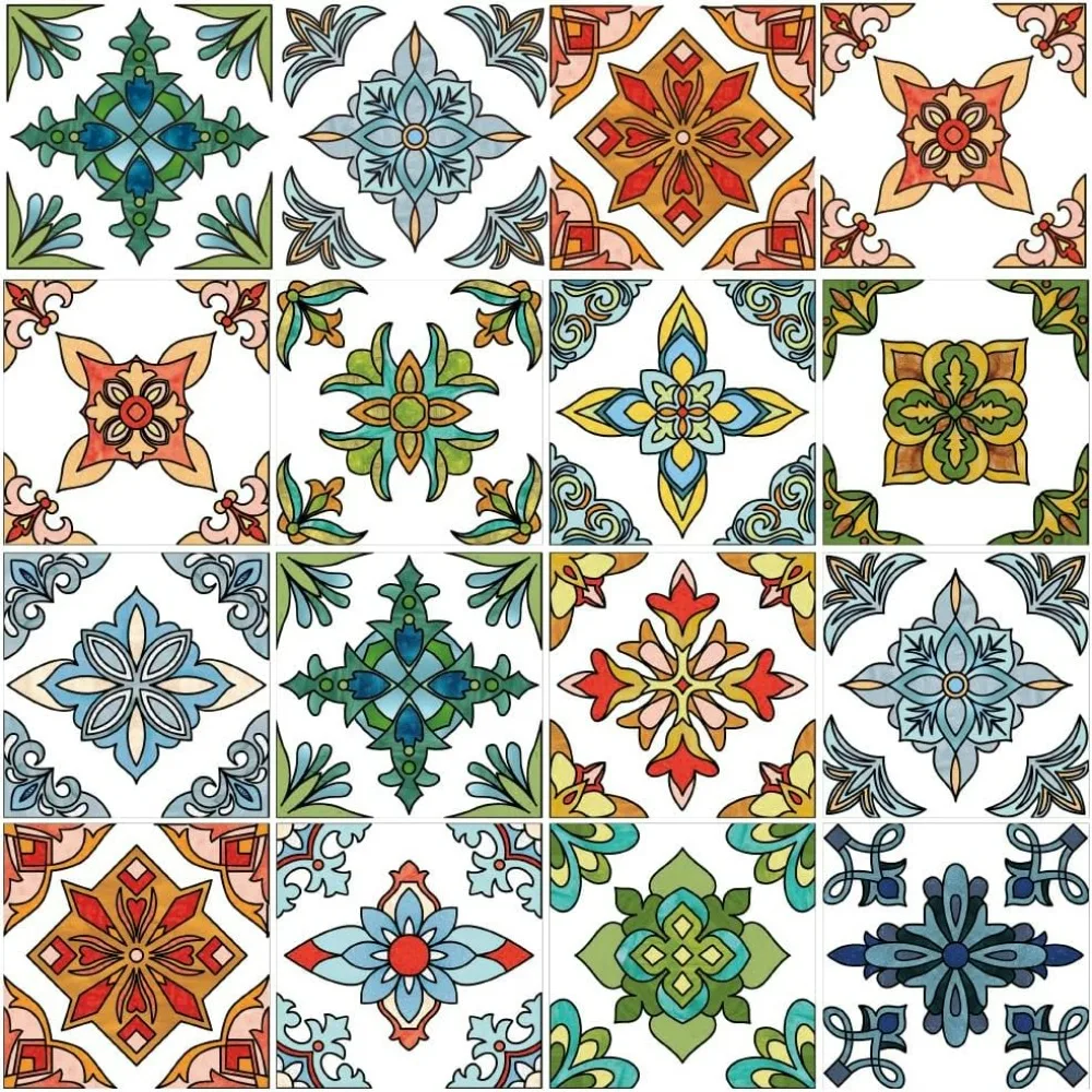 

12 Sheets Geometric Floral Rub On Transfer StickersWindow Decoration with Colorful Patterns12 Unique Styles for Creative