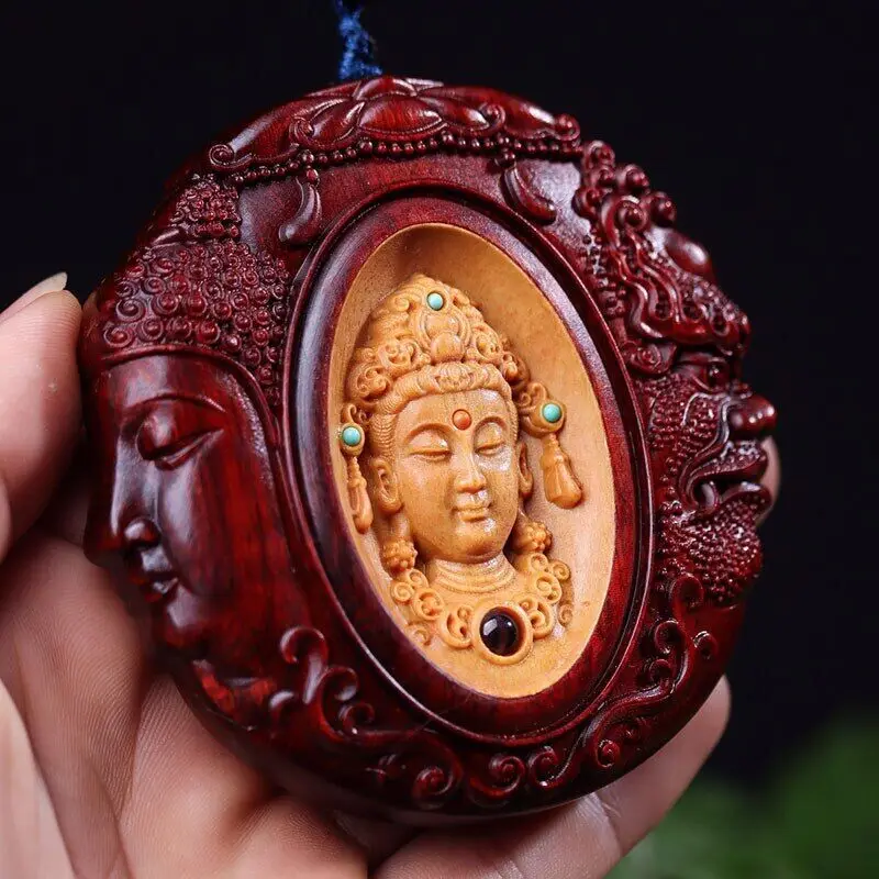 Lobular Rosewood Wood- Between One Thought Magic Buddha Decorative Pendant Statue