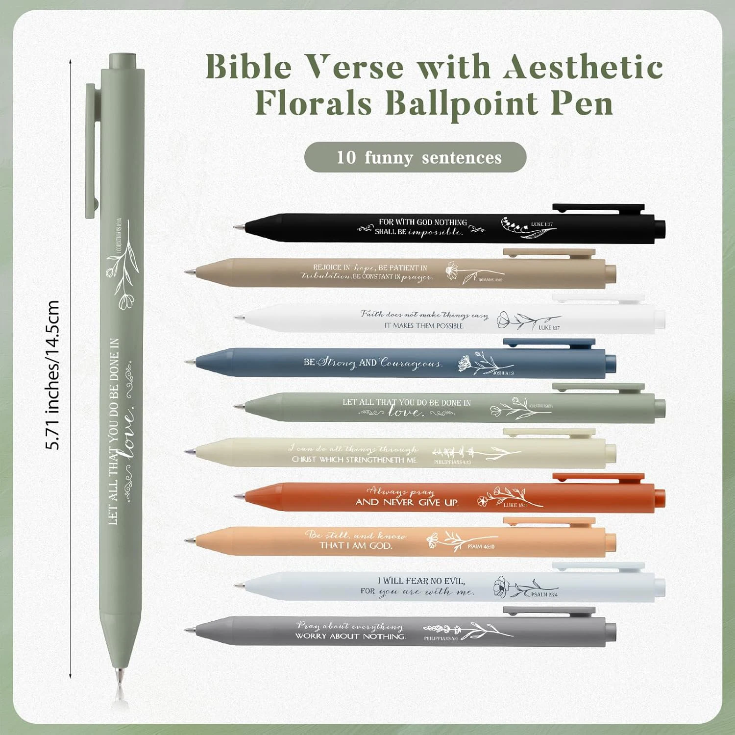 10 Pcs Inspirational Christian Pens Gifts Bulk Religious Bible Verse Ballpoint Pens Gifts Scripture Gifts for Women Men Church S