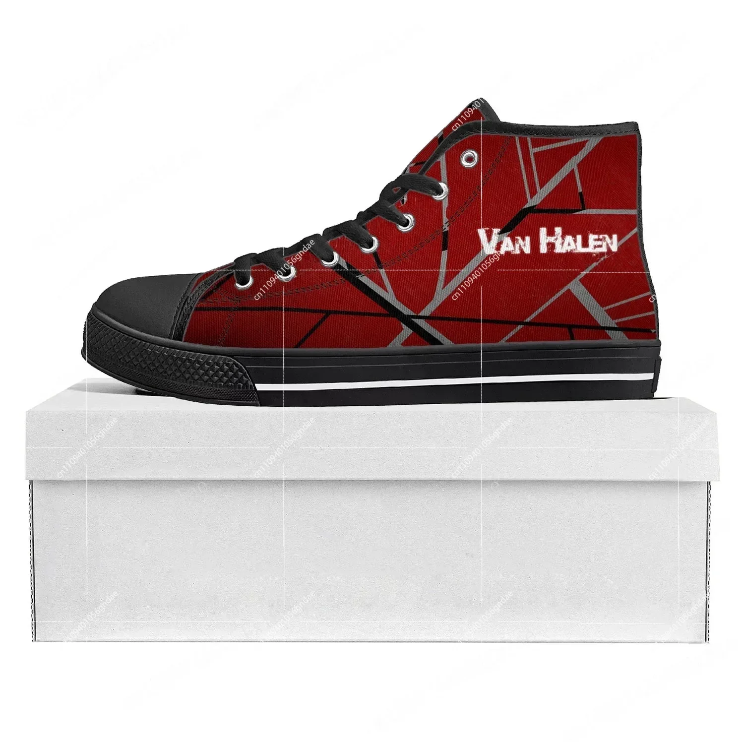 Van Halen 5150 Stripe Metal Rock Band High Top High Quality Sneakers Mens Womens Teenager Canvas Sneaker Couple Shoe Custom Shoe
