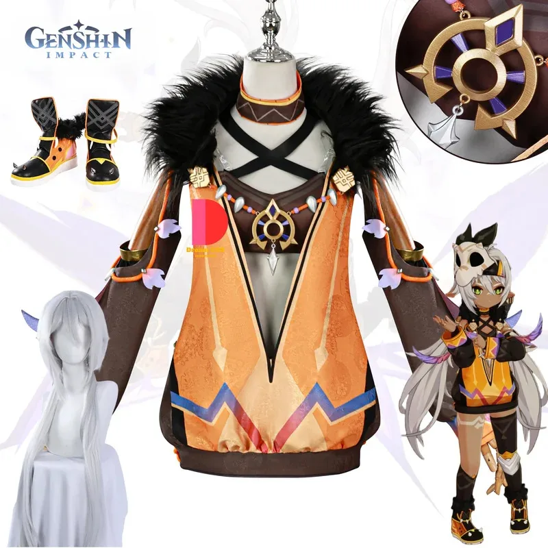 

Hot Game Genshin Impact Iansan Cosplay Costume Anime Cute Clothes for Women 3D Accessories Wig Shoes Full Set Halloween Party