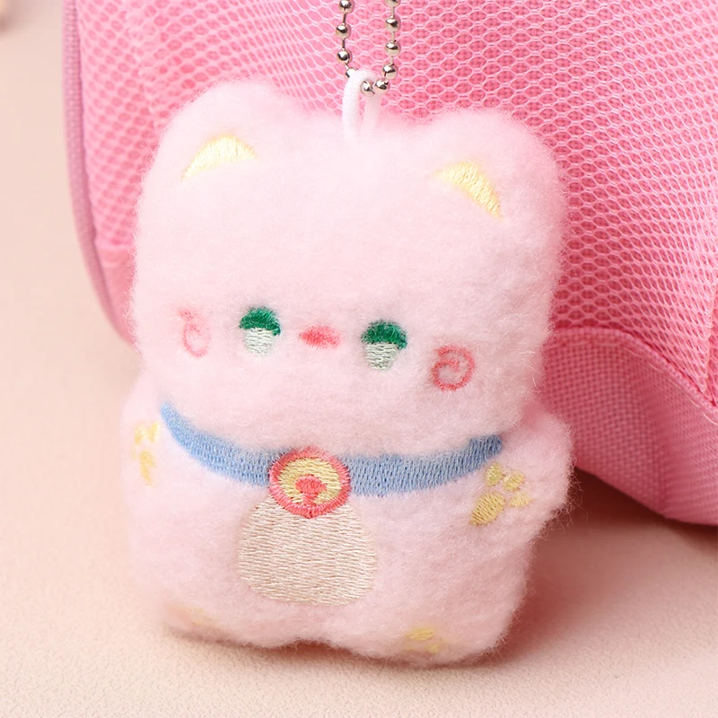 LLavero de muñeco de gato de peluche de dibujos animados, juguete chirriante, Lindo bolso colgante, mochila, llavero, regalos para pareja