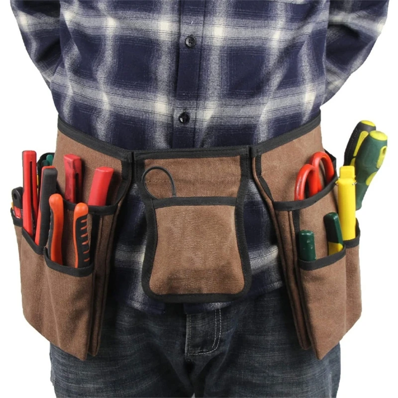 Heavy Duty Canvas Tool Belt with 19Pockets Adjustable Belt with Quick Release Buckle for Carpenters Constructions Work