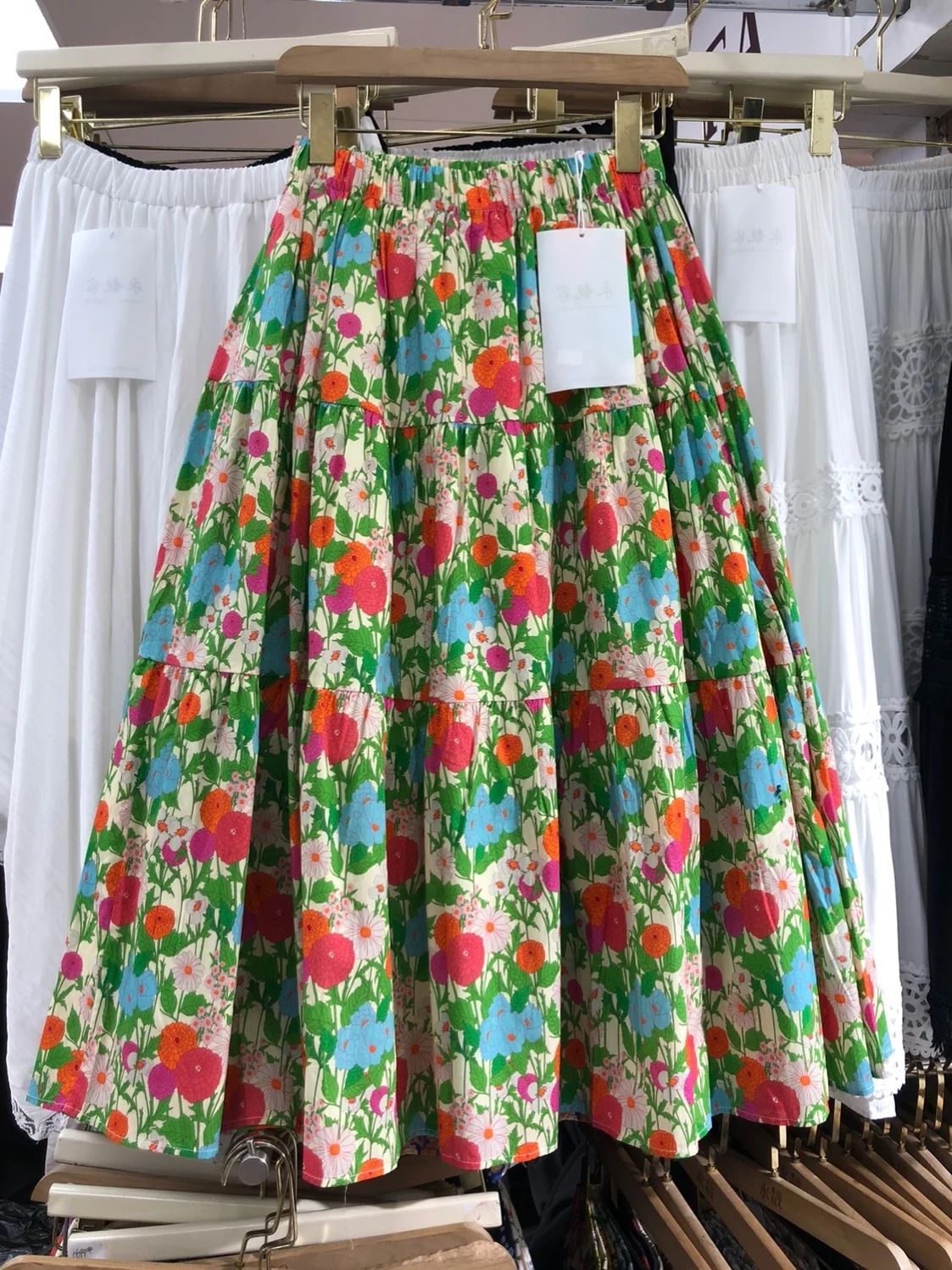 

Floral Oil Painting Print Umbrella Skirt Women's Casual Mid-Length A-Line Skirt Polyester Fiber High Waist Versatile Skirt