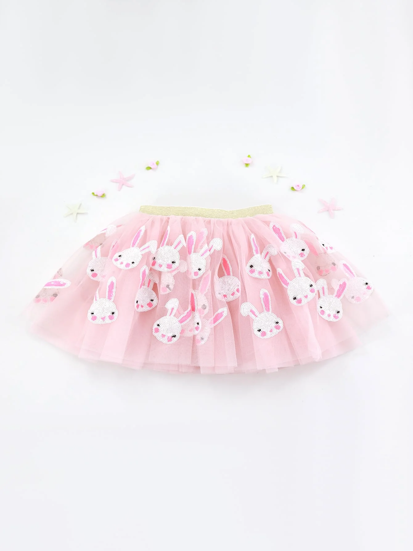 2025 new girl style children\'s half skirt Europe and the United States new mesh rabbit sequin Easter TUTU skirt