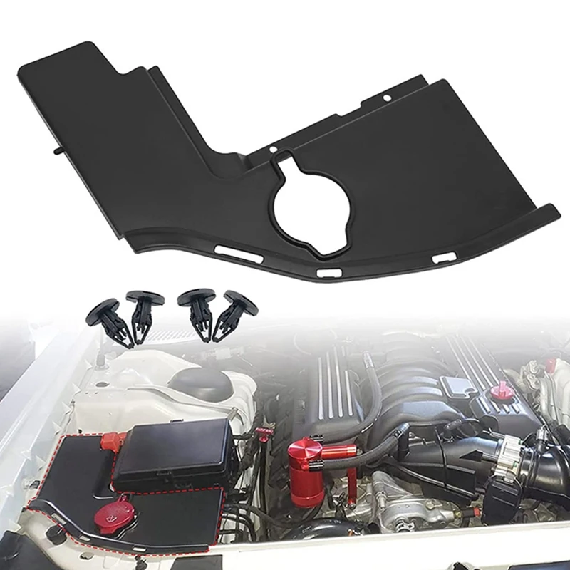 Engine Bay Side Panel Cover Black Plastic For Dodge Charger Challenger Chrysler 300/300C 2011-2021 SXT/GT/RT