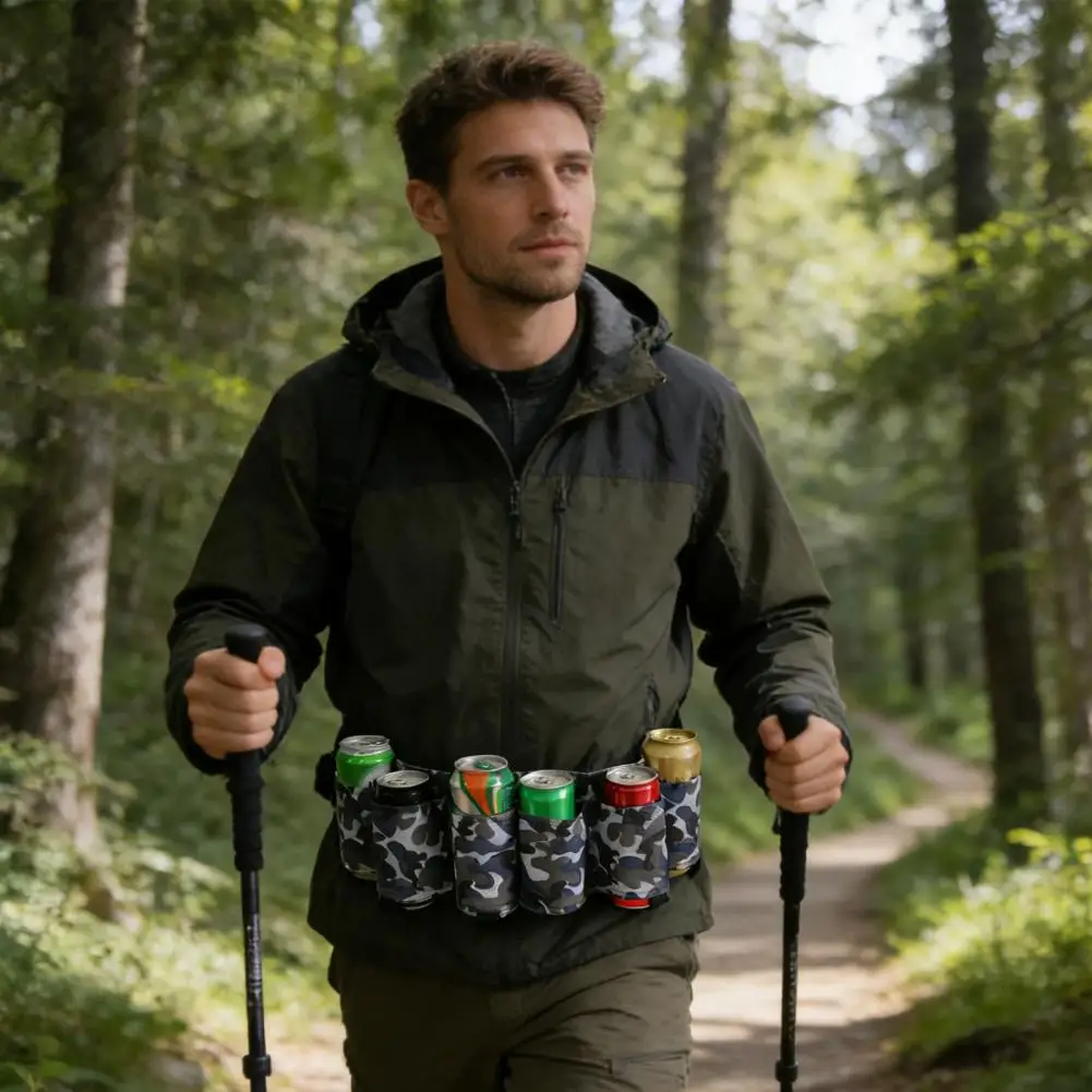 1/2Pcs Beer Belt Adjustable 6 Pack Beer Soda Can Holster Men Women Outdoor Camping Hiking Picnic Party Beer Drinking Accessories