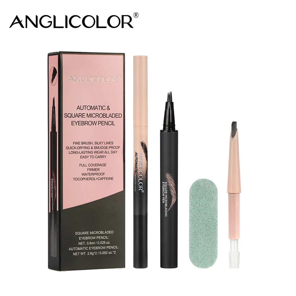 Waterproof Smudge-Proof Eyebrow Pencil Set, Long-Lasting Brow Makeup with Liquid Fork Tip & Classic Pencil for Perfect Arch