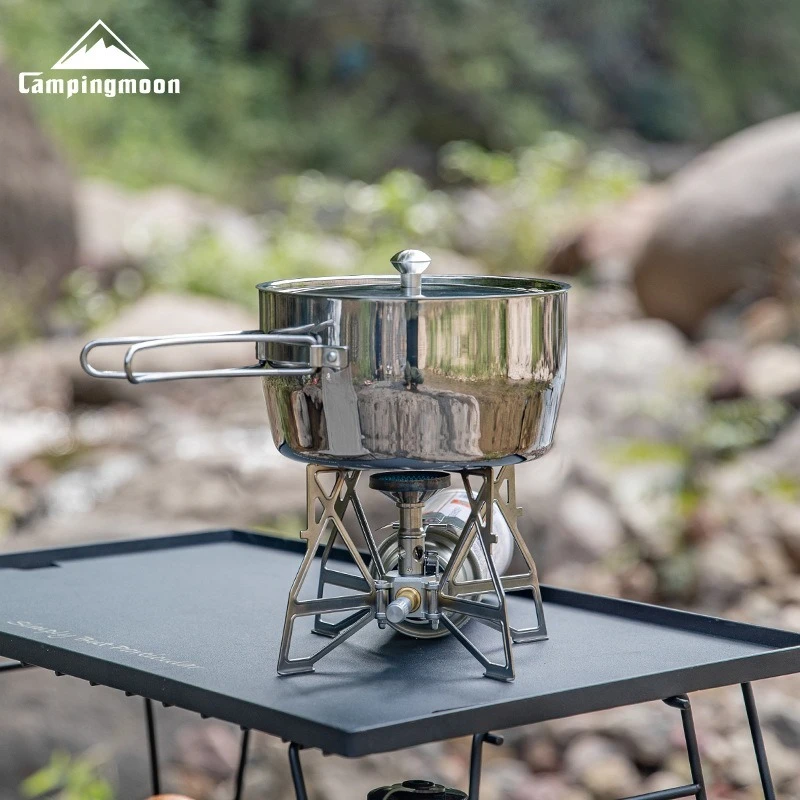 

Campingmoon best quality camping kitchenware cooking pot aluminum alloy stainless steel non stick cookware sets with handle