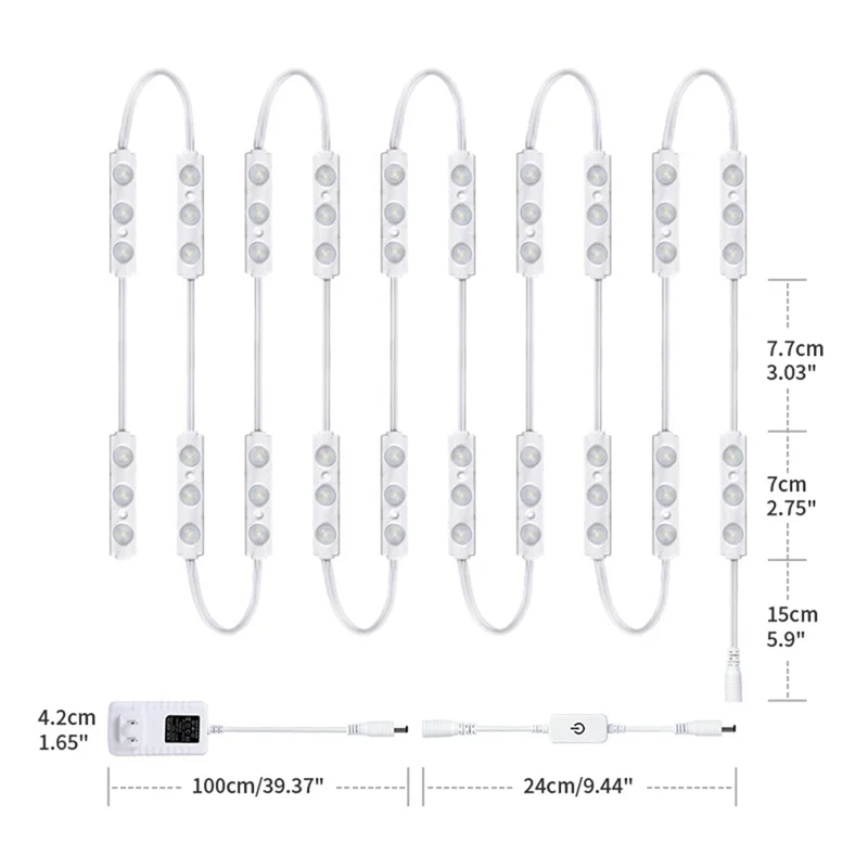 LED Vanity Mirror Lights Dimmable Touch Control Lights Strip, Full Body Mirror & Bathroom Mirror Lighting EU Plug