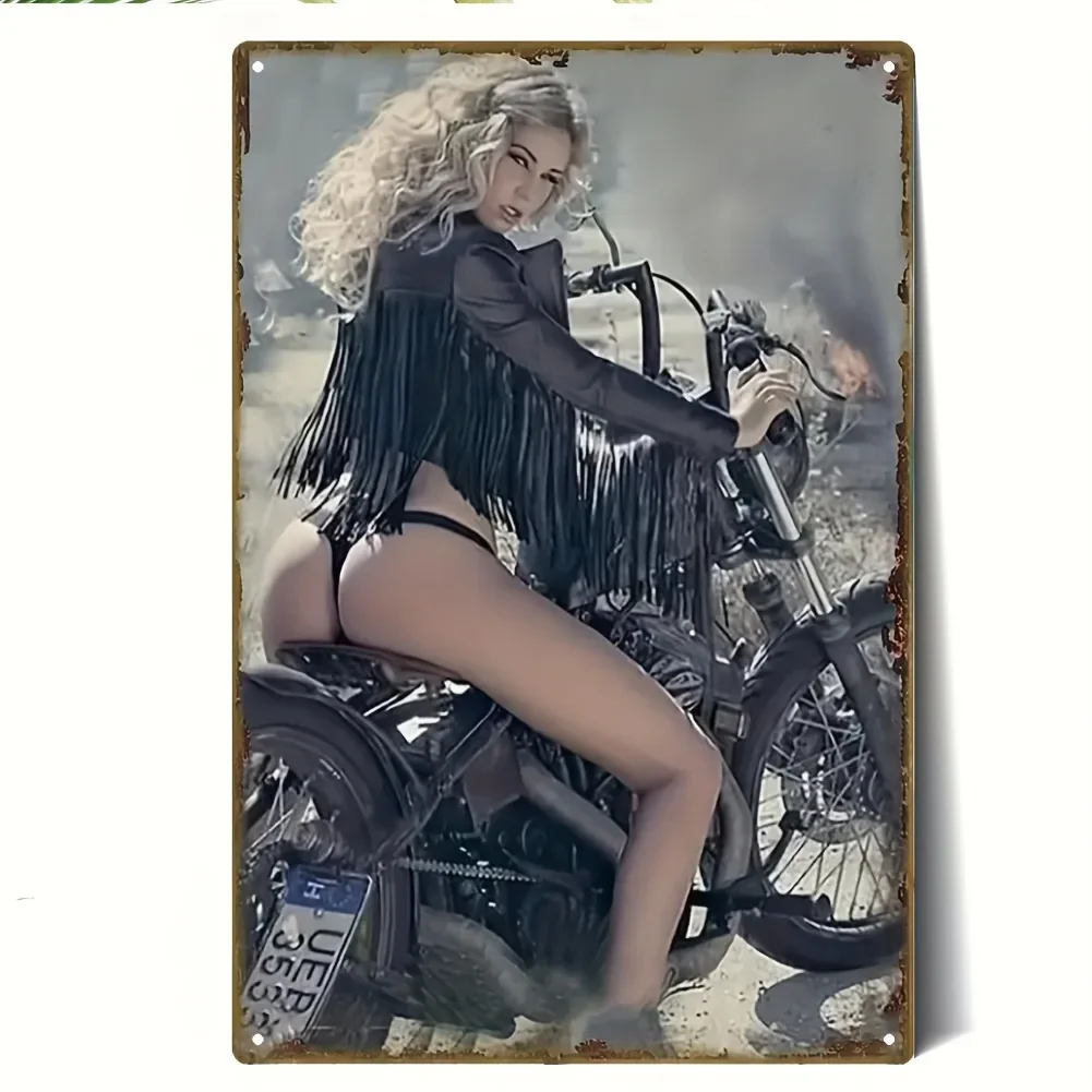 Tin Sign - Vintage Durable Metal Plaque Wall Decor, Home Office Bar Man Cave Biker Pin Up Girl Motorcycle Wall Art