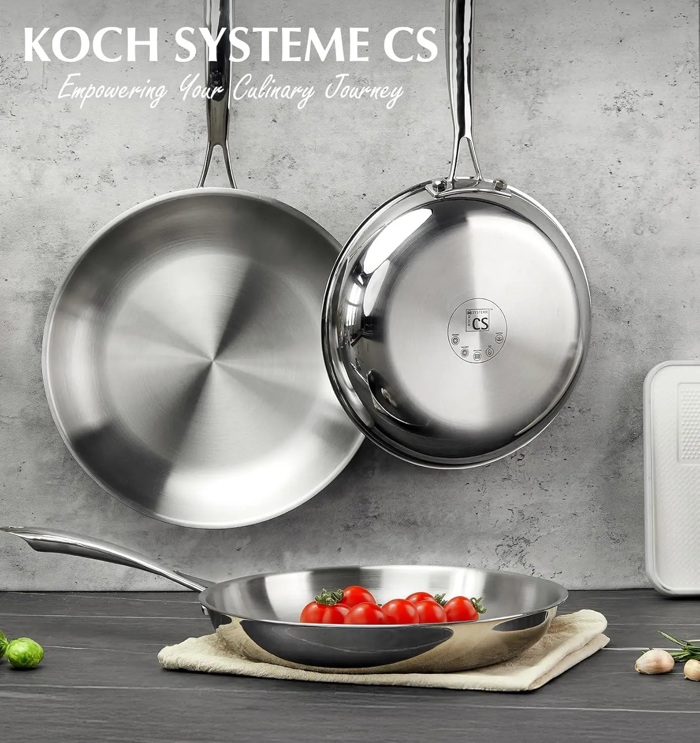 

Набор из 3 сковородок из нержавеющей стали, 8, 10 и 12 дюймов, трехслойные, с ручками, не оставляющими следов, совместимые с индукционными плитами