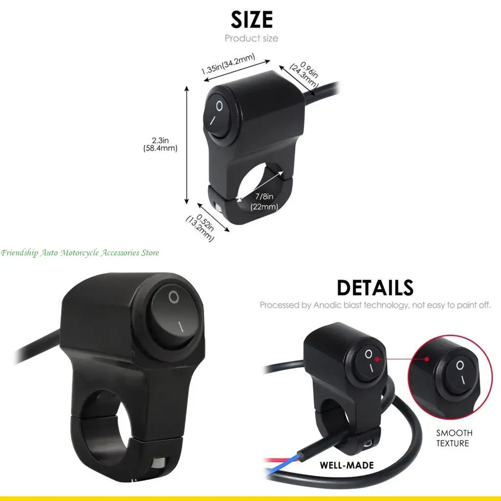 

SZCH Upgrade Motorcycle Handlebar Headlight Button Switch On/Off Spot Light Switch