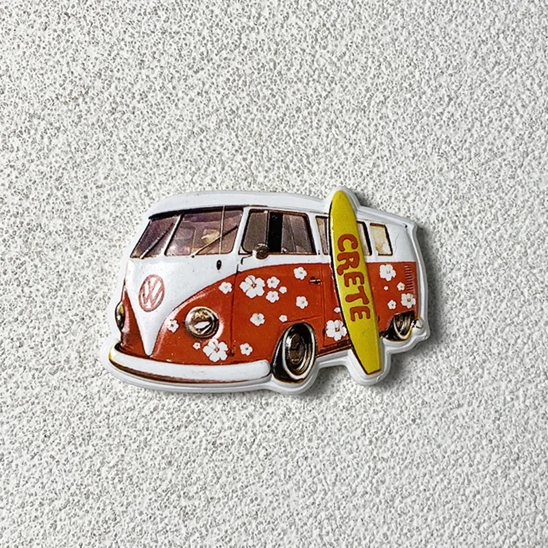 

Volkswagen Camper Van Greece Themed Fridge Magnet - 3D Resin Design, Cute Decorative Refrigerator Magnets